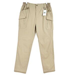 Flexcamo Tactical Series Men's Stretch Elastic Waist Beige Cargo Pants XL-32 NWT